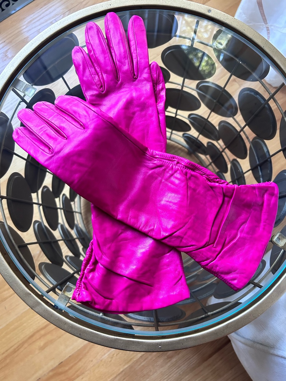Ann Taylor Rare long Pink Leather Gloves Size Small